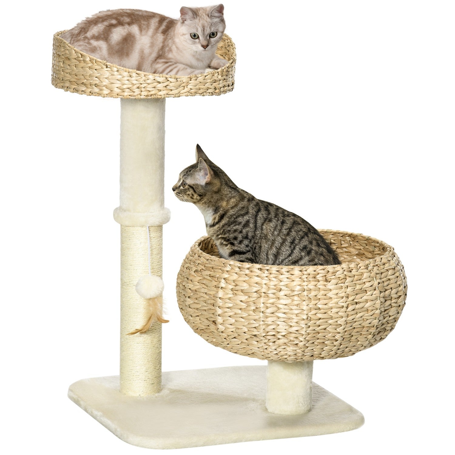 Cat Climbing Tree 72cm med sängar & lekboll, Beige/Cream