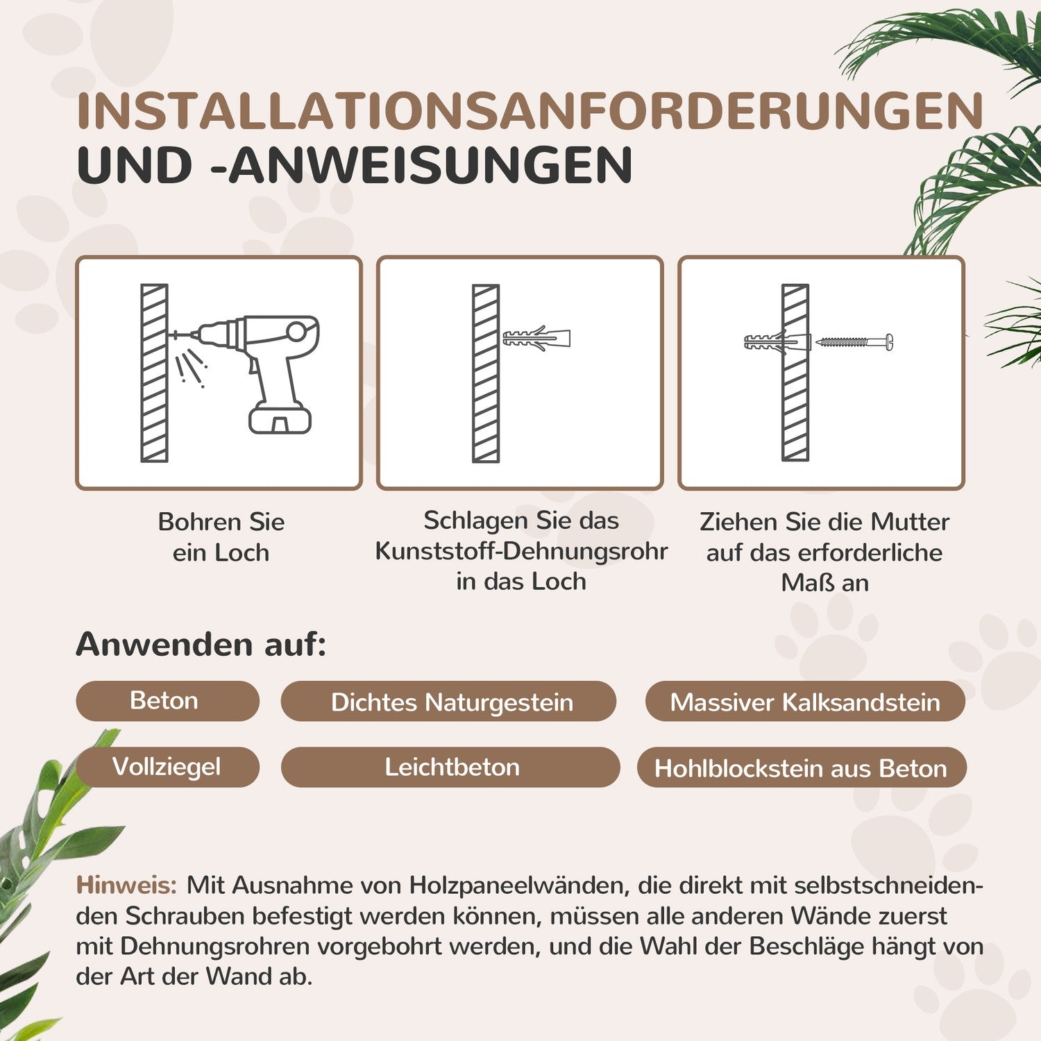 Cat Climbing Wall Set, 4-delat med trappsteg och sisalstolpar