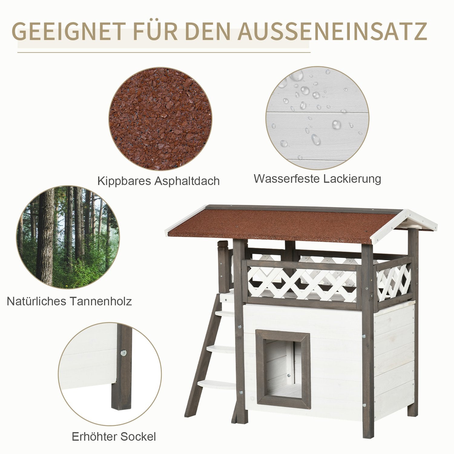Cat House – Gran Wood, isolerat, inomhus och utomhusbruk
