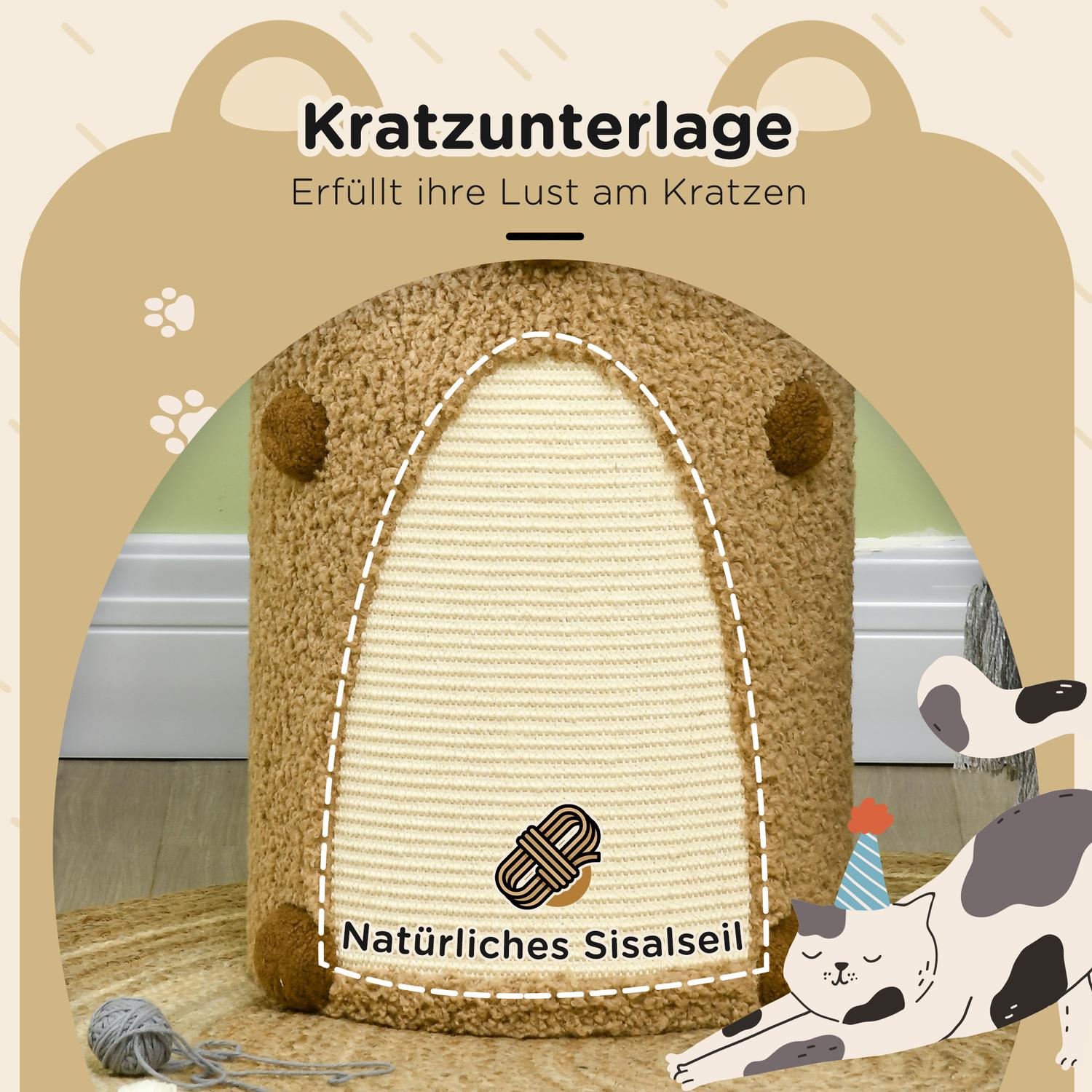 Cat Scratching Tower med grottor och bräda, ljusbrun, 66cm
