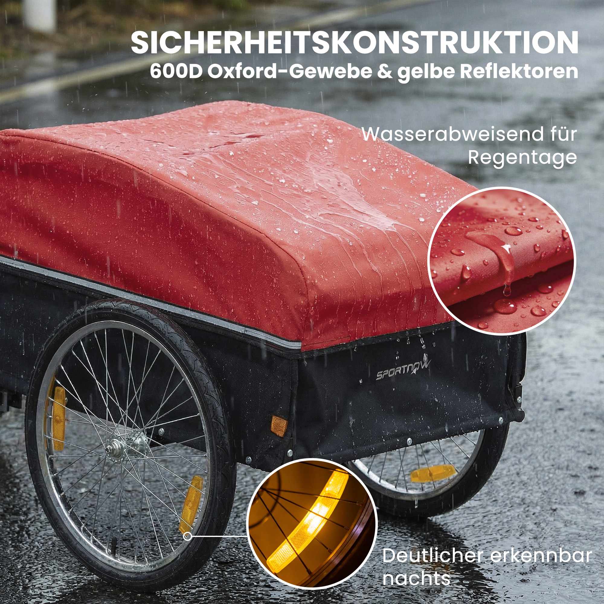 Cykelkärra med 170L lastlåda, passar 22"-28" hjul