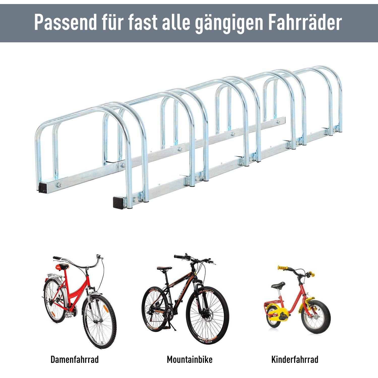 Cykelställ i stål – golv- och väggfäste, passar upp till 6 cyklar