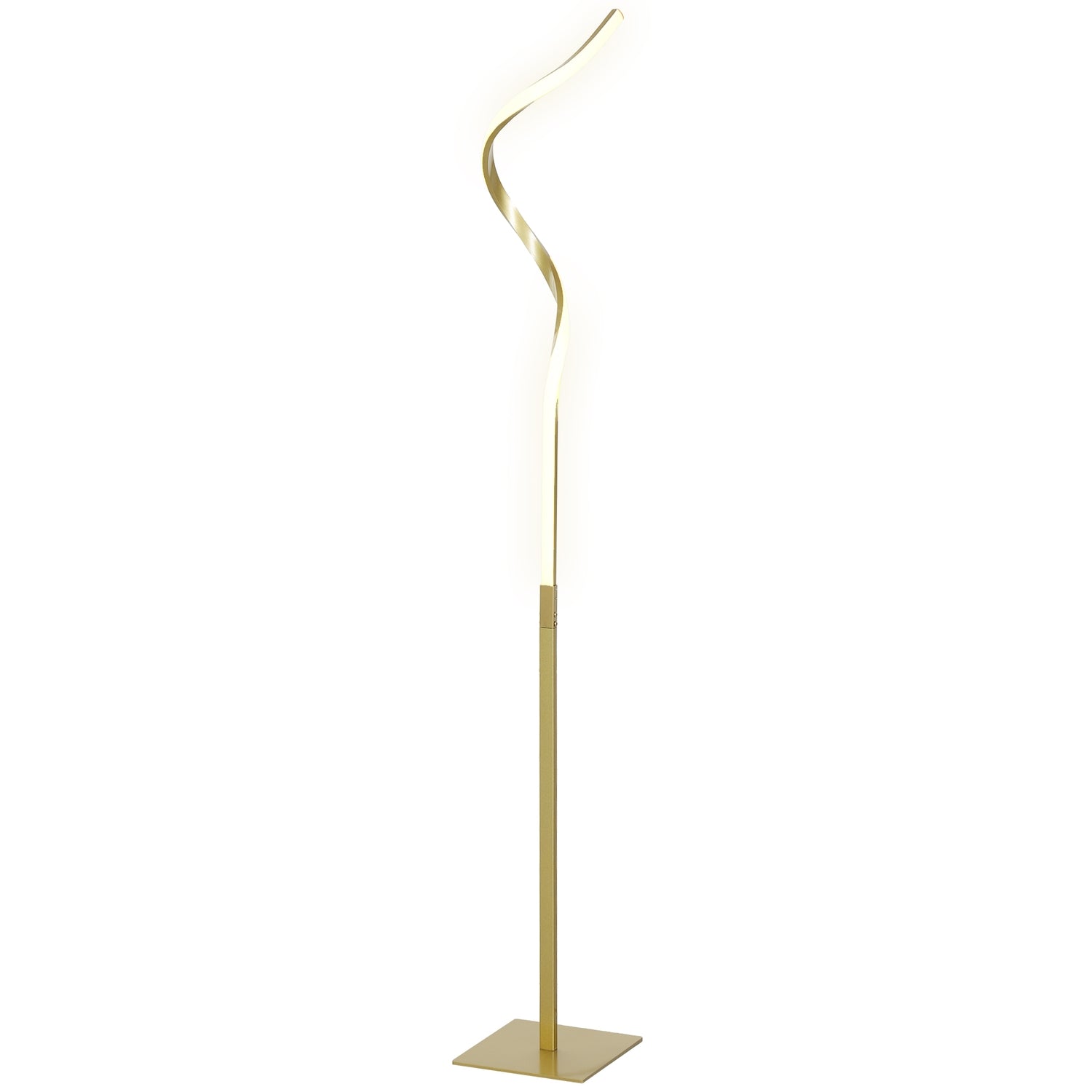 Stmívatelná LED stojací lampa se spirálovým designem, 3 barvy světla, zlatá
