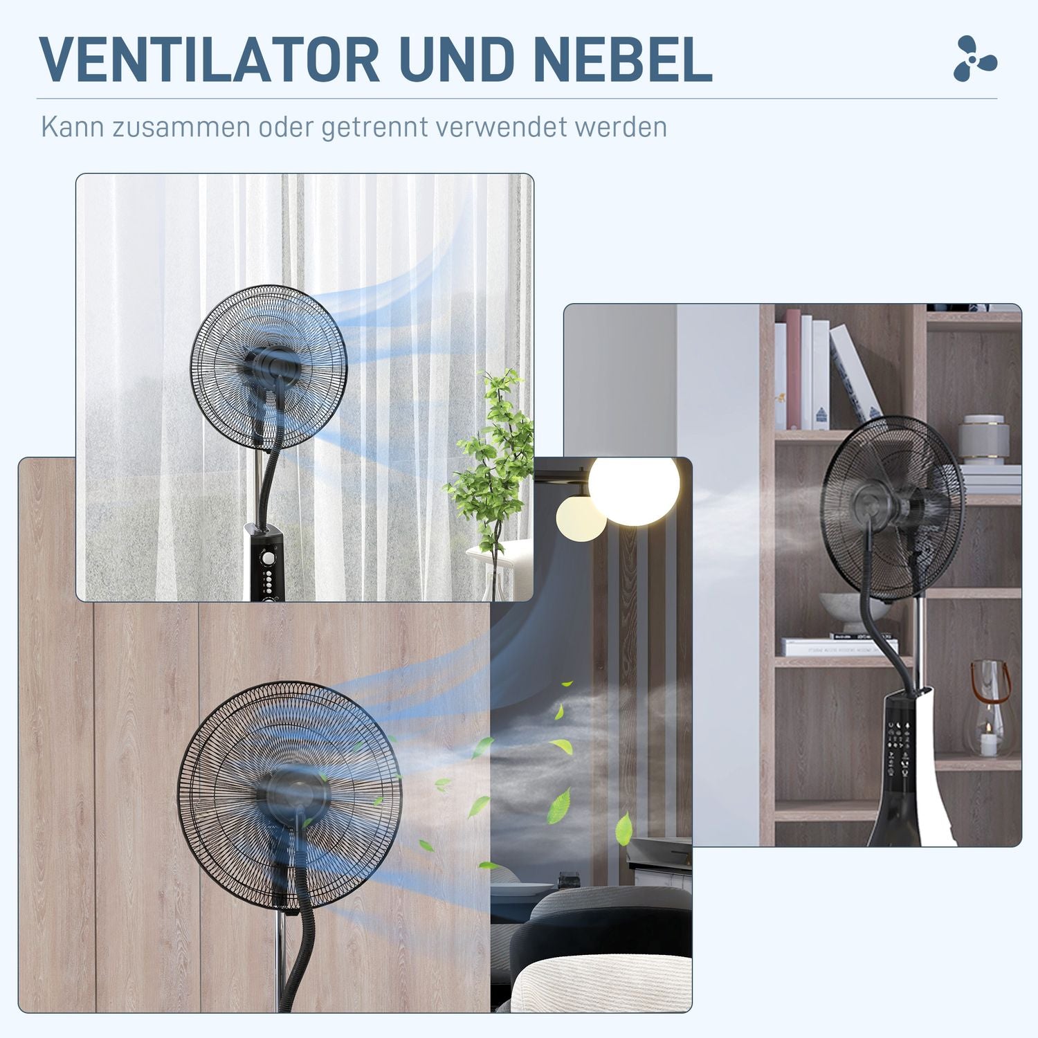 Mlhový ventilátor s dálkovým ovládáním, nádrž 3 l, 3 rychlosti, černý