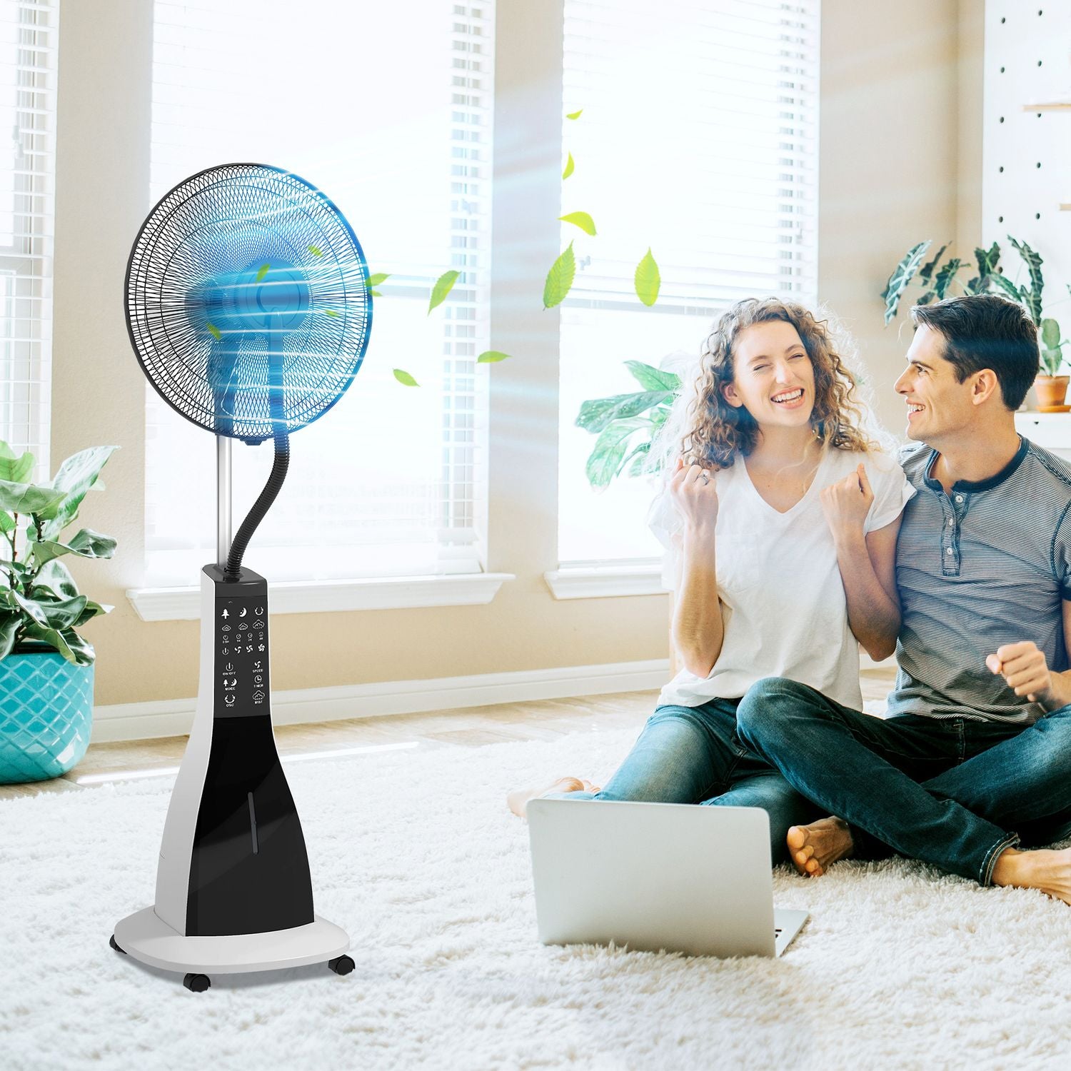 Mlhový ventilátor s dálkovým ovládáním, nádrž 3 l, 3 rychlosti, černý