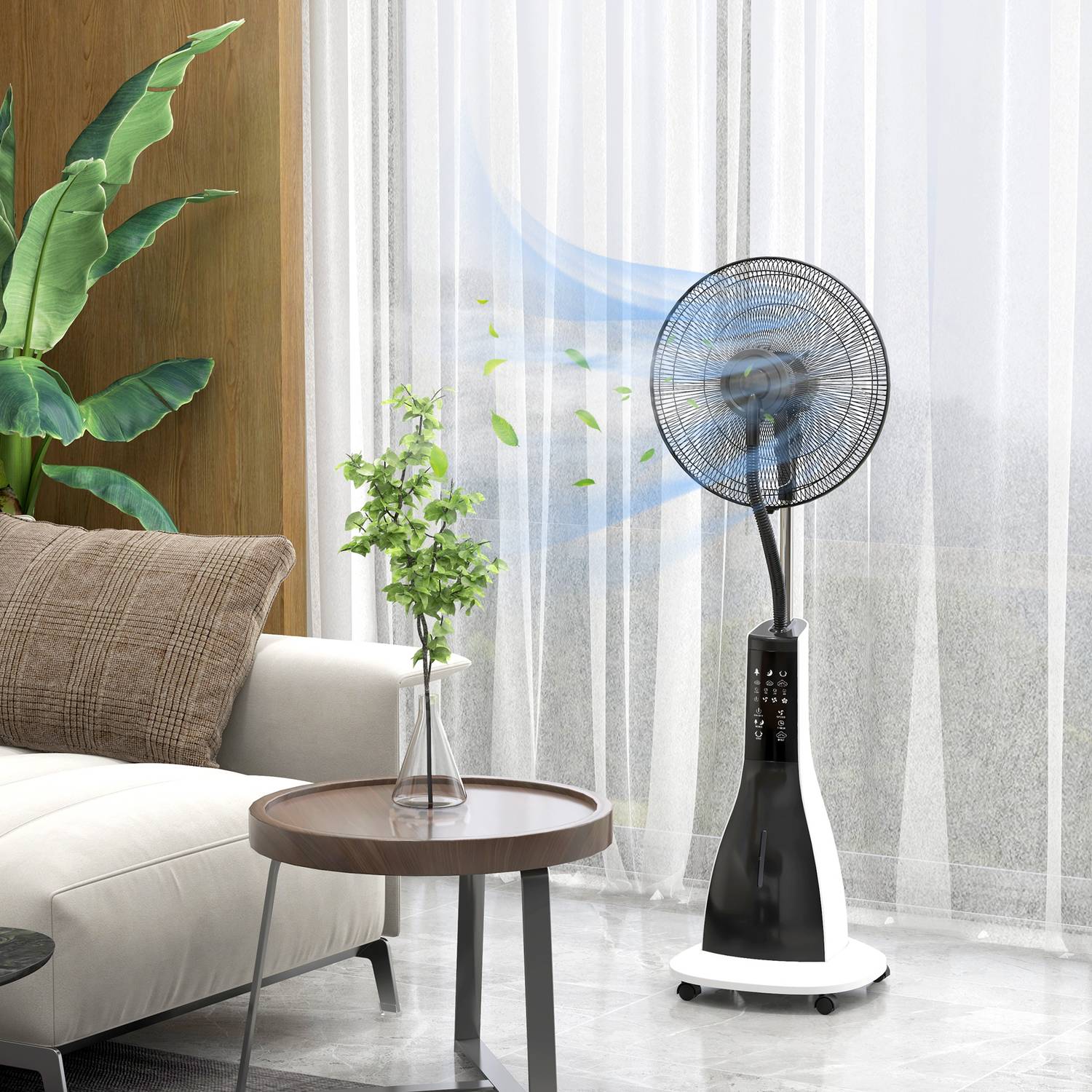 Mlhový ventilátor s dálkovým ovládáním, nádrž 3 l, 3 rychlosti, černý