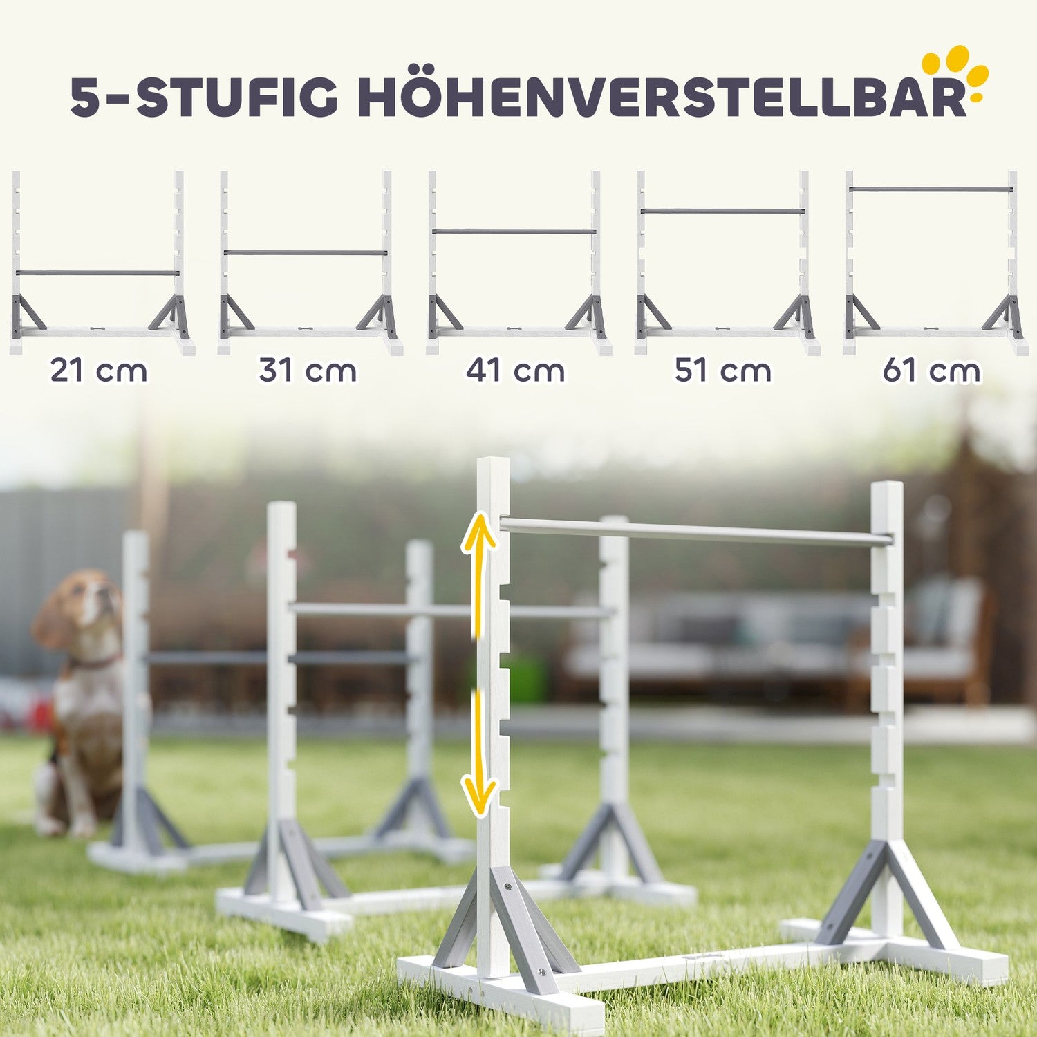 Sada pro agility psy – 4dílná, výškově nastavitelné překážky