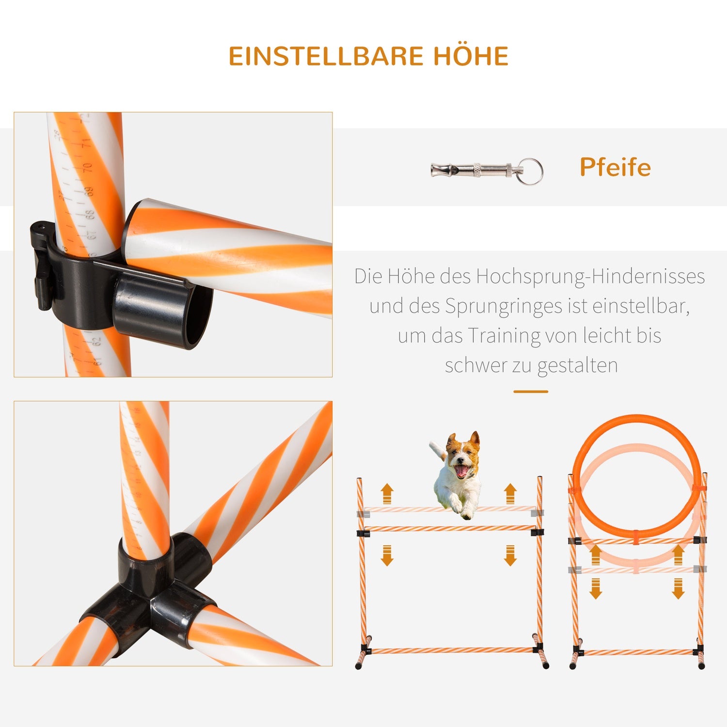 Dog Agility Training Set med Tunnel, Portable Orange/Vit
