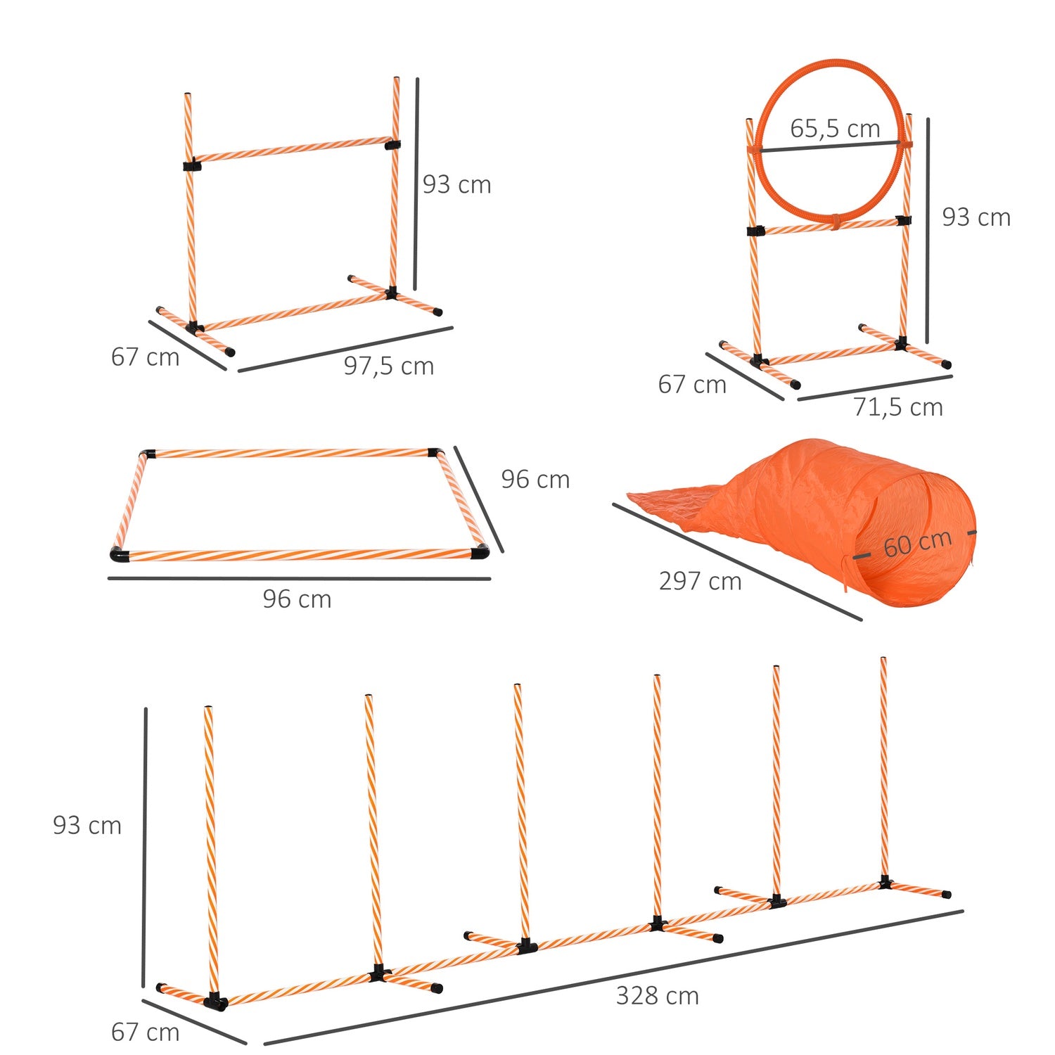 Dog Agility Training Set med Tunnel, Portable Orange/Vit