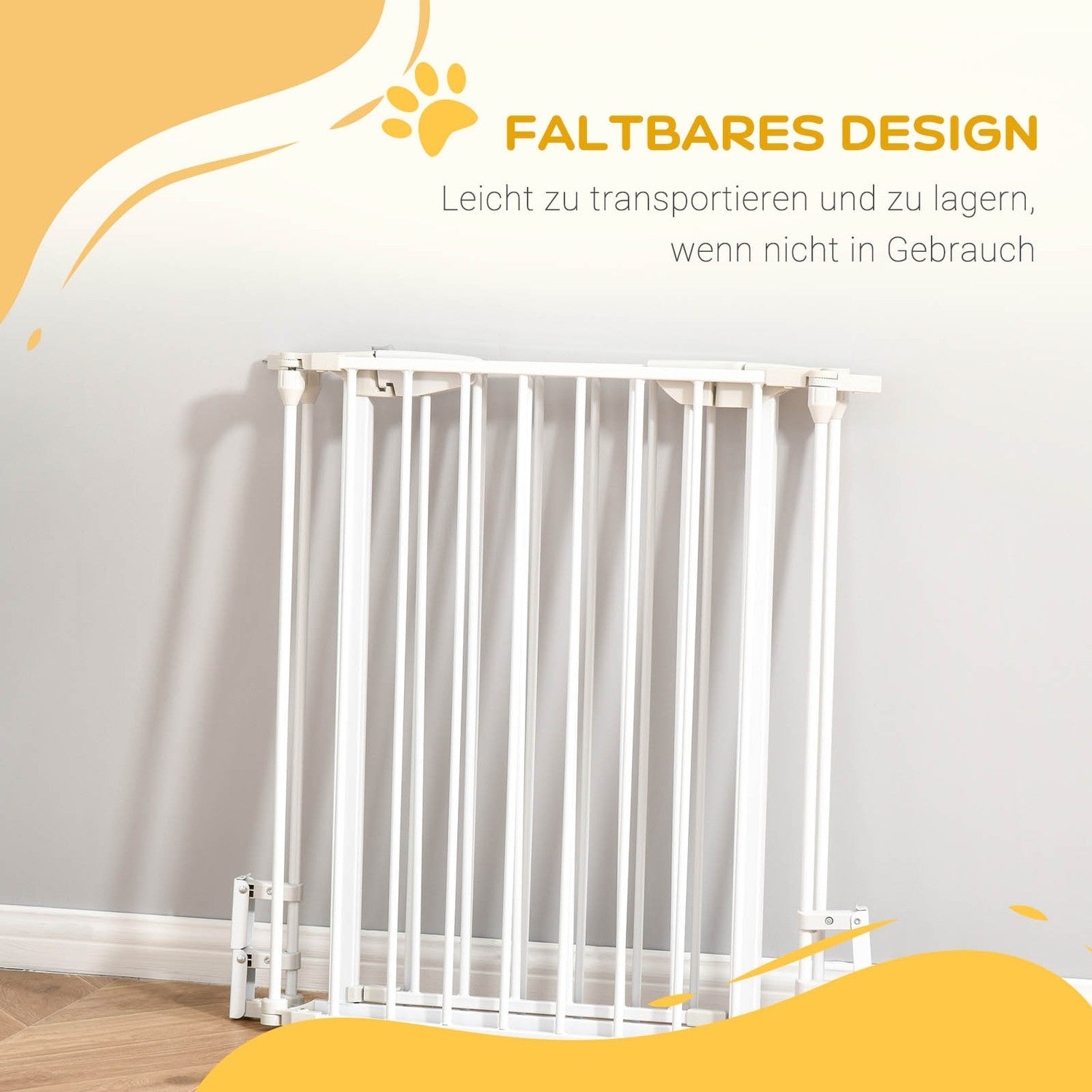 Dog Barrier Gate – Metall & Plast, 180x74,5 cm, Vit