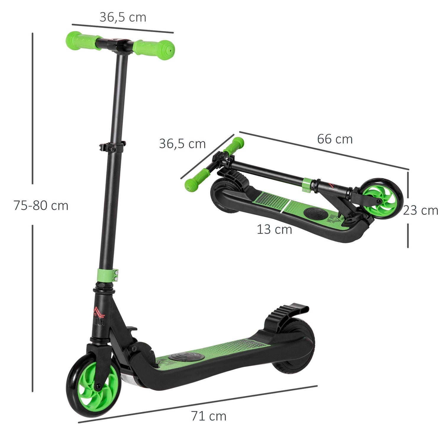 E-Scooter Elskoter 120W Motor 6 km Räckvidd max. 8 km/h Elskoter från 6 år Grön+Vit