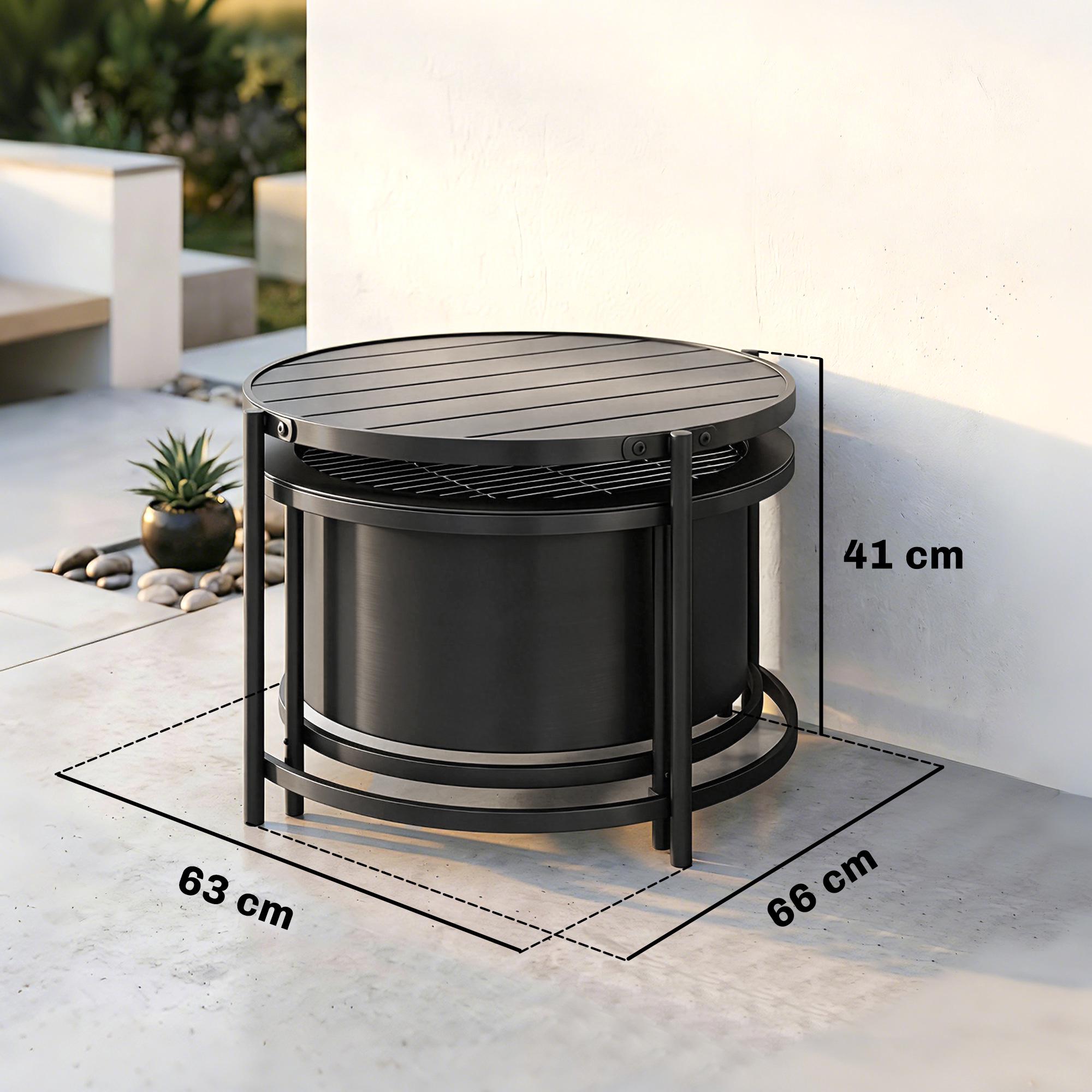 Eldstad med 49 cm grill, svart, 66 x 63 x 41 cm