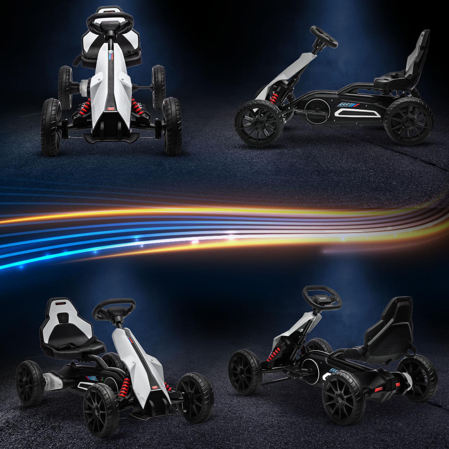 Elektrická motokára Drift Go-Kart pro děti, 12V, 3-8 let, bílá