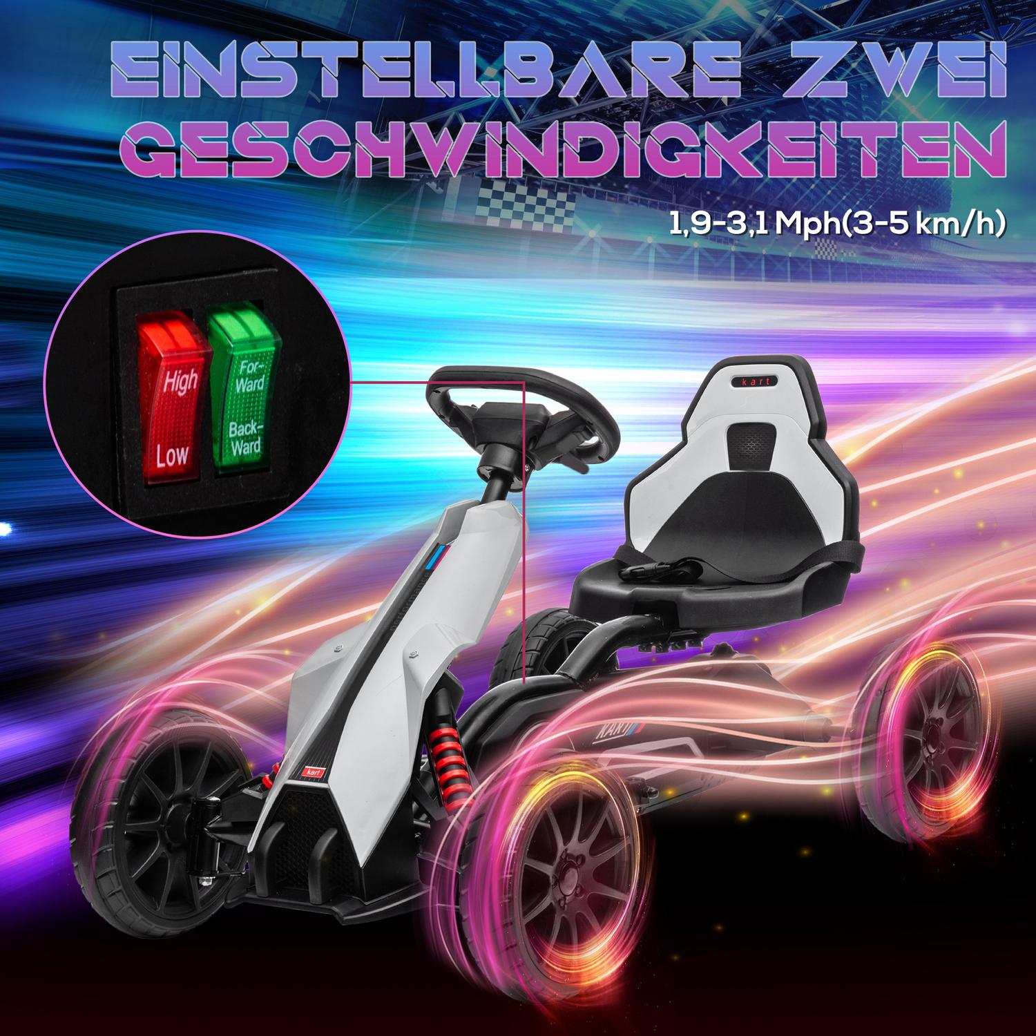 Elektrická motokára Drift Go-Kart pro děti, 12V, 3-8 let, bílá