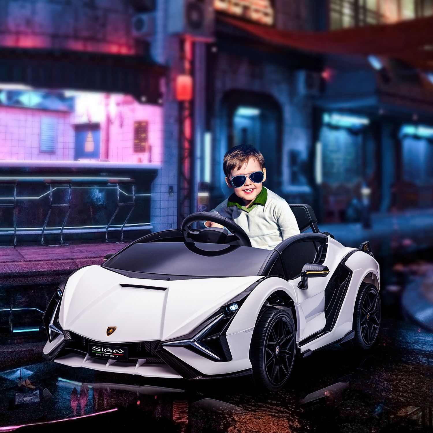 Elektrisk SUV för barn, fjärrkontroll, musik och ljus