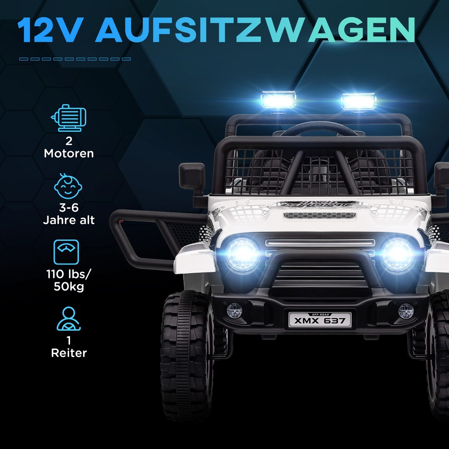 Elektrické dětské auto 12V – terénní, s hudbou a dálkovým ovládáním