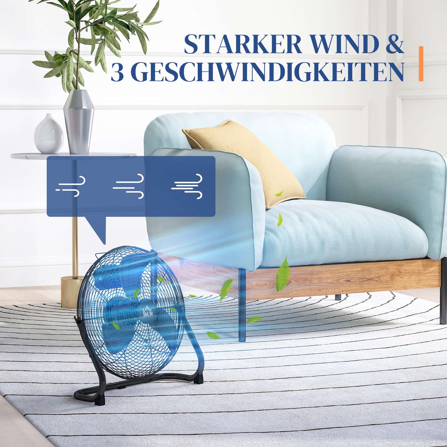 Elektrický stolní ventilátor, 4 rychlosti, nastavitelný úhel 120°, černý