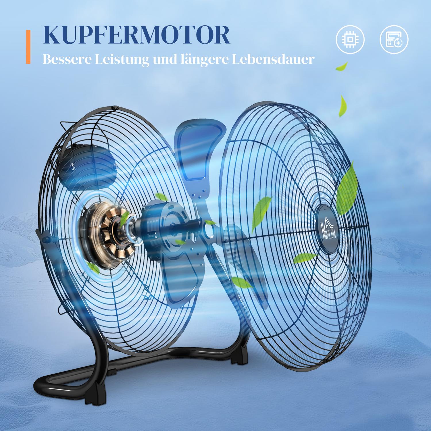 Elektrický stolní ventilátor, 4 rychlosti, nastavitelný úhel 120°, černý