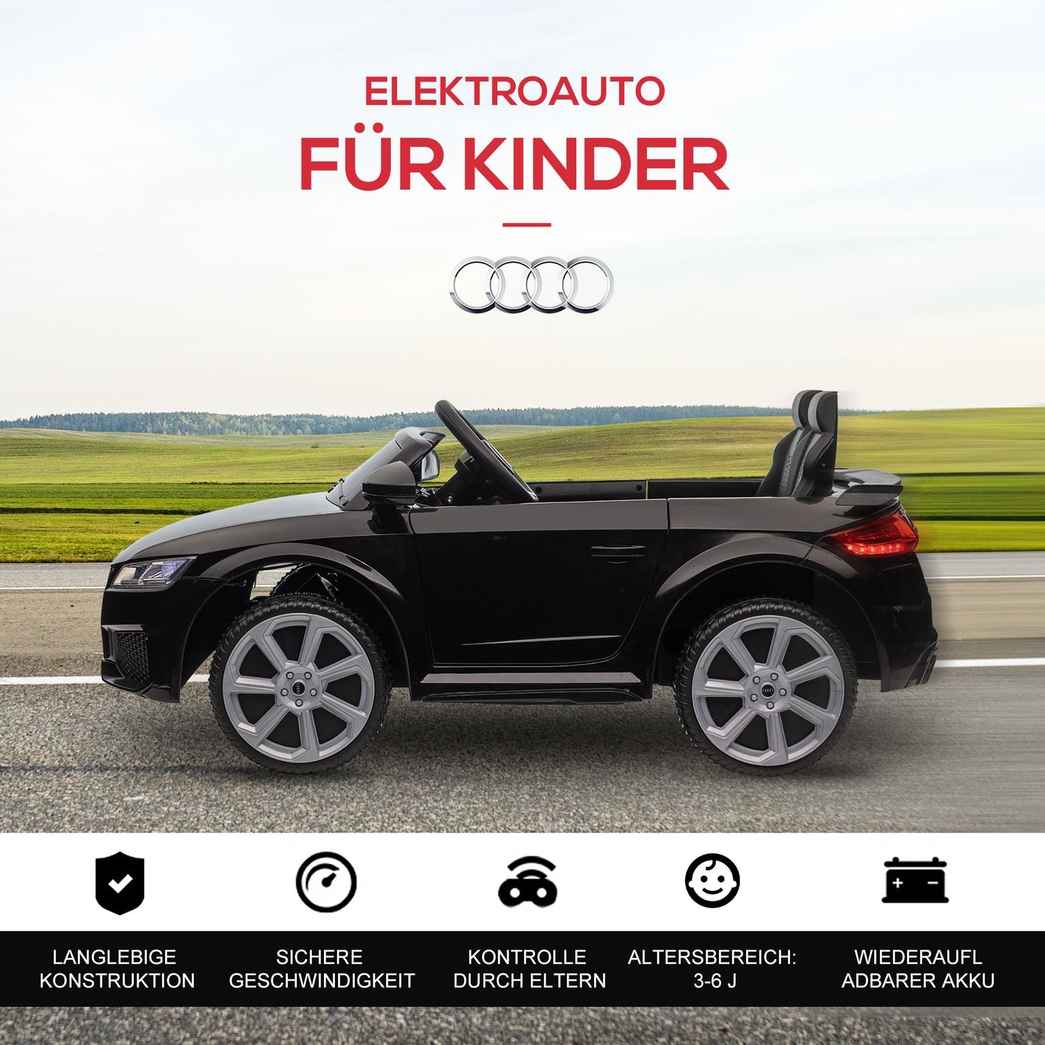 Elektrisk åkbil för barn 3-5, 12V med fjärrkontroll och musik