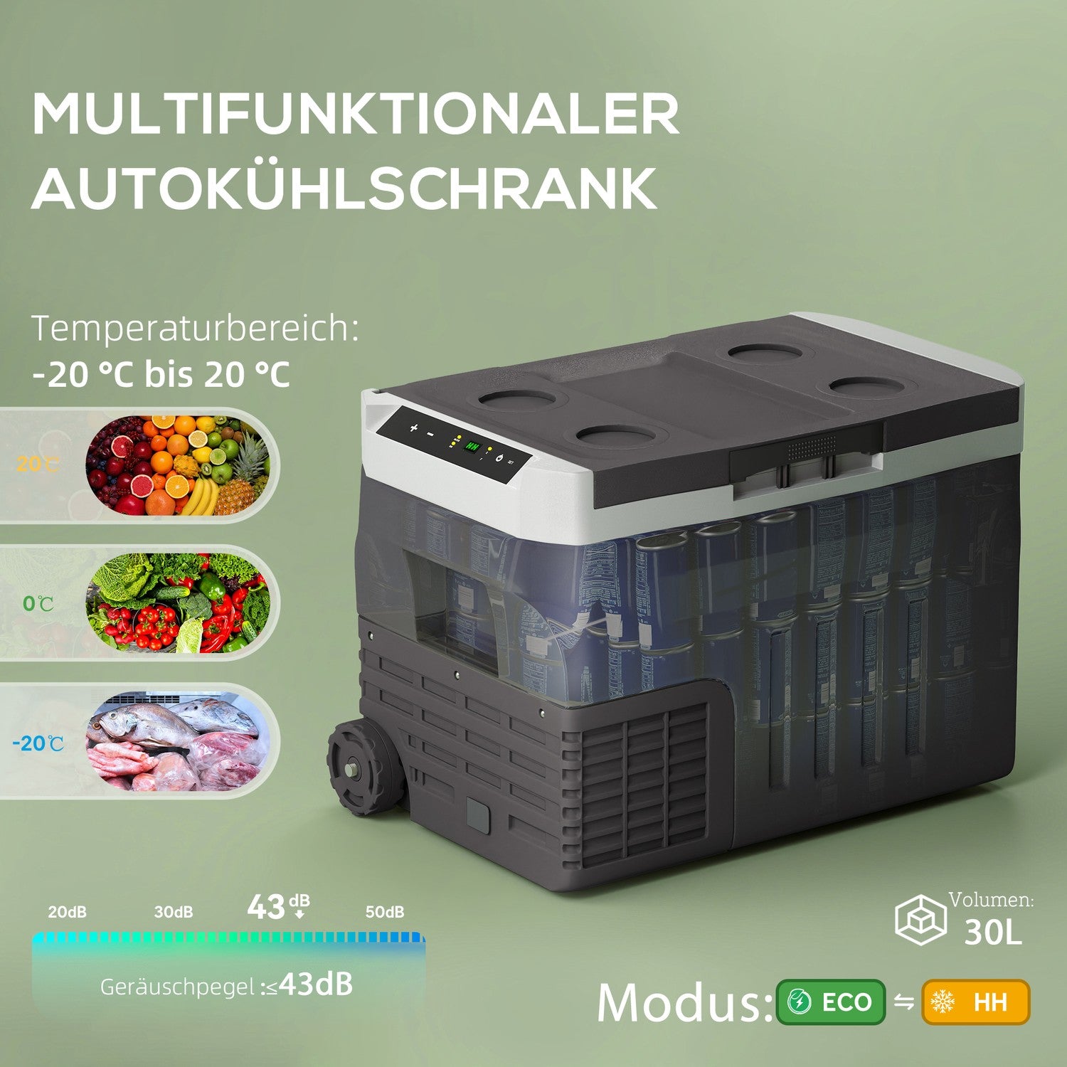 Elektrický chladicí box, 30L, LED, ECO Mode, 12/230V, černý