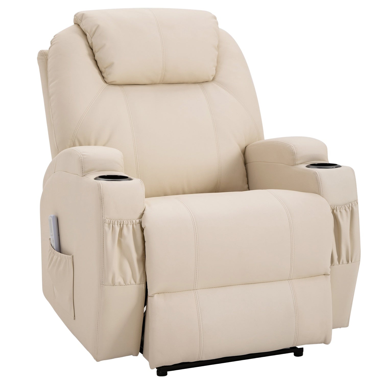 Elektrisk liggande massagestol, konstläder, beige
