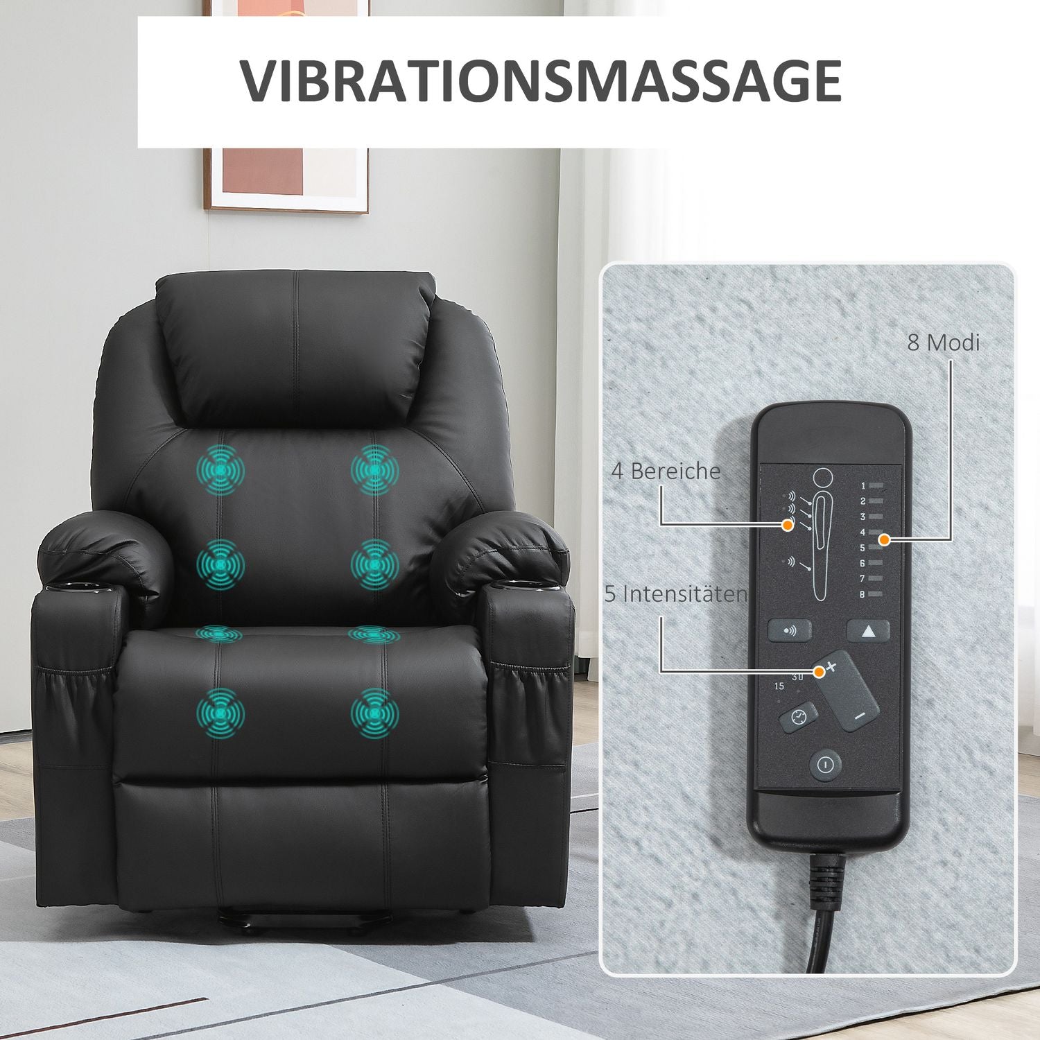 Elektrisk liggande massagestol med uppresningshjälp