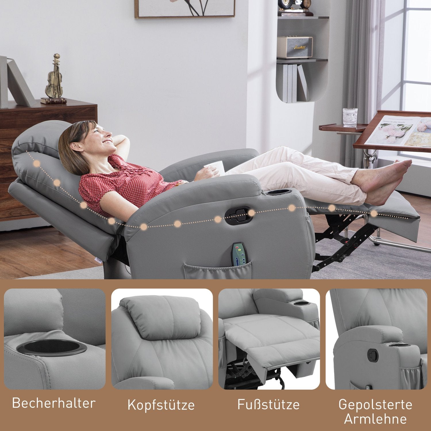 Elektrisk massagefåtölj med vrid- och vippfunktioner