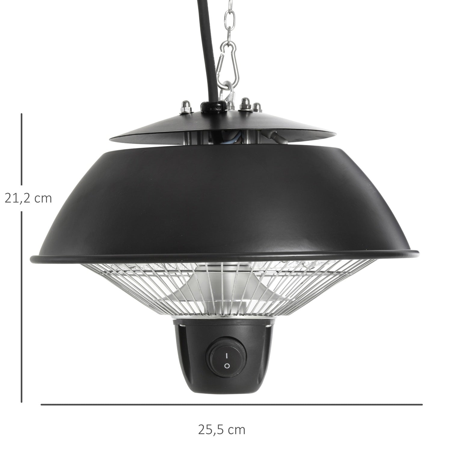 Elektrisk takvärmare 600W, svart aluminium, uteplatsanvändning