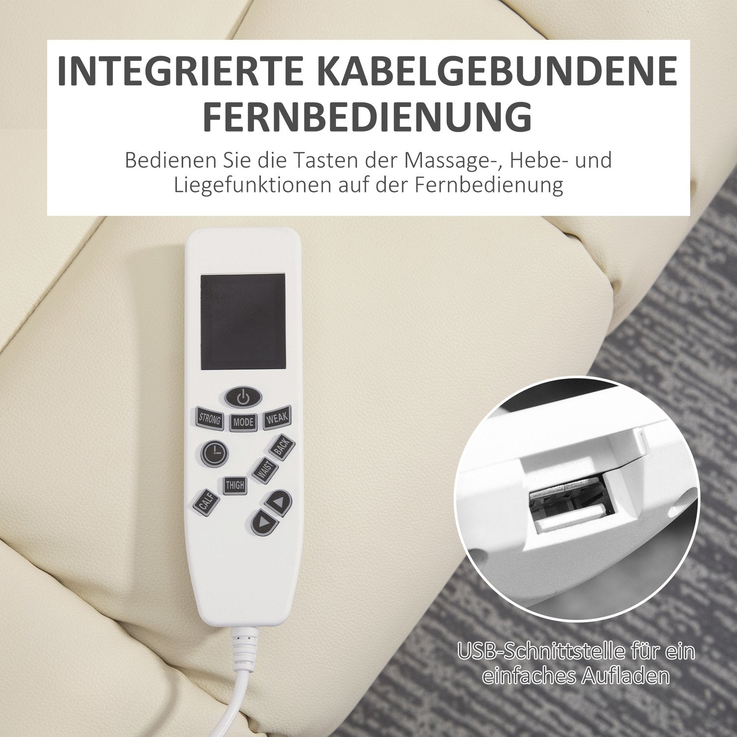 Elektrické relaxační křeslo s masáží, kolečky a držákem na nápoje