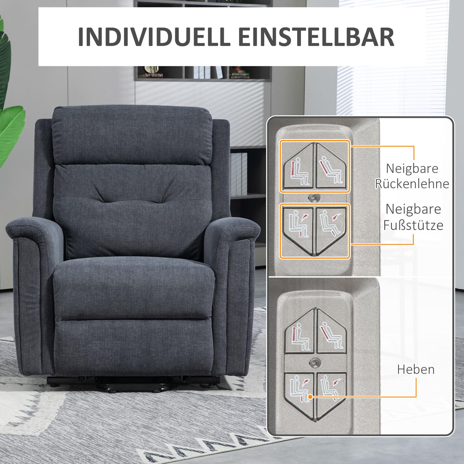 Elektrisk vilstol, ståhjälp, fjärrkontroll, mörkgrå