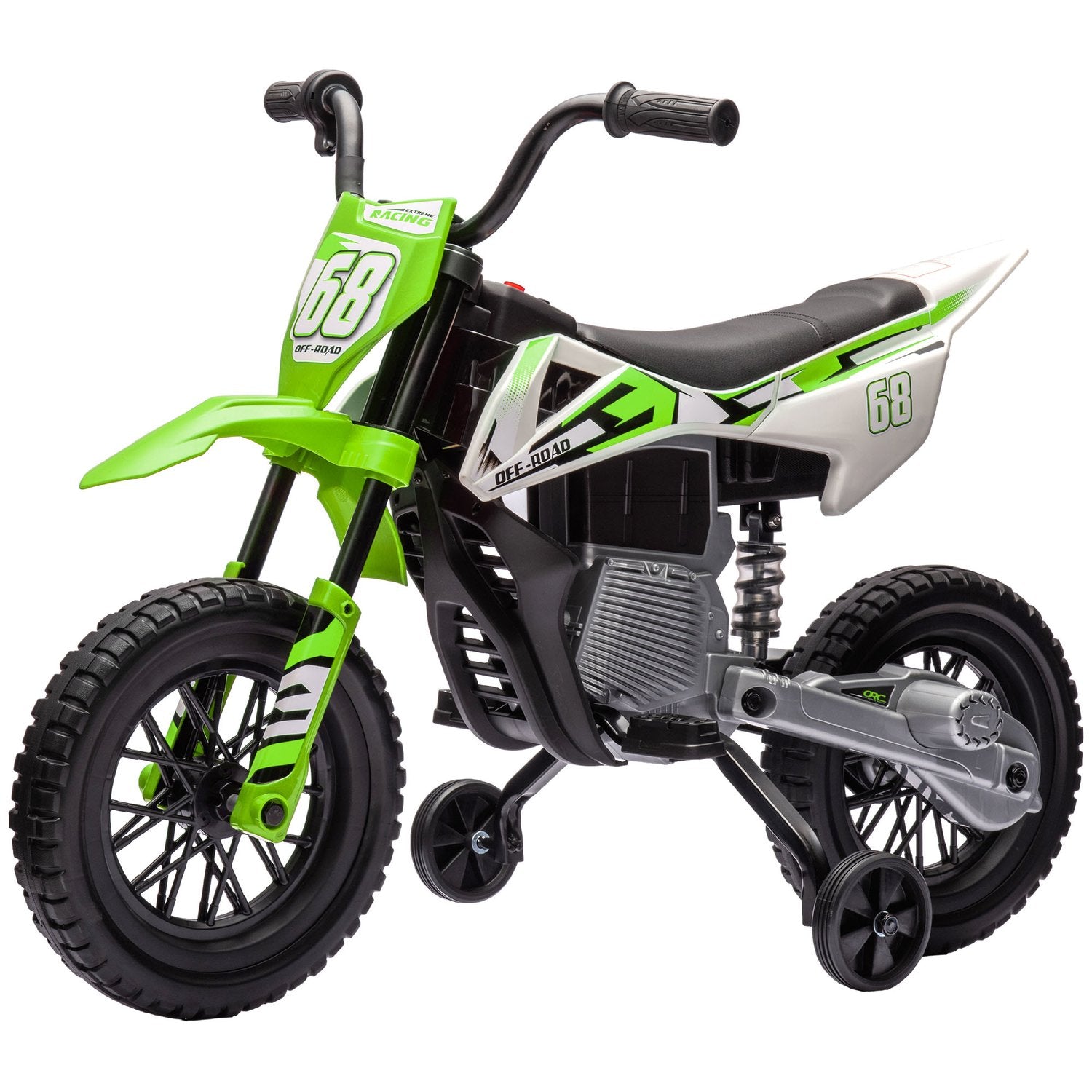 Elmotorcykel för barn, 12V, musik, 3-6 år, grön