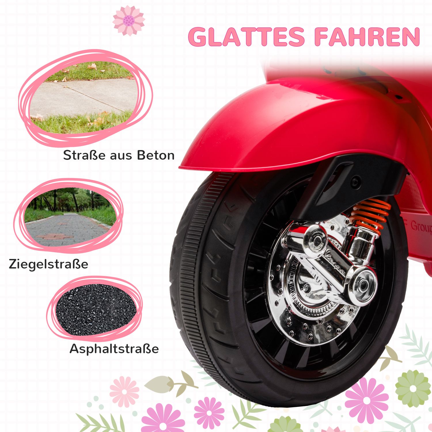 Elektrická motorka pro děti, 6V, MP3 a LED světla, červená