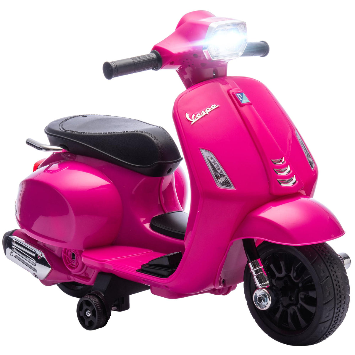 Elektrický motocykl pro děti s pomocnými kolečky, rychlost 2,5 km/h
