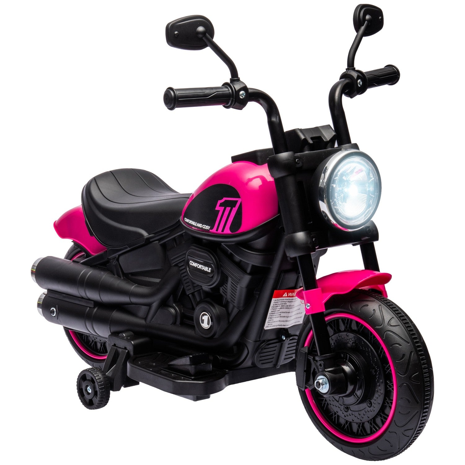 Elmotorcykel för barn, rosa, 2 avtagbara hjul, 1,5-3 km/h