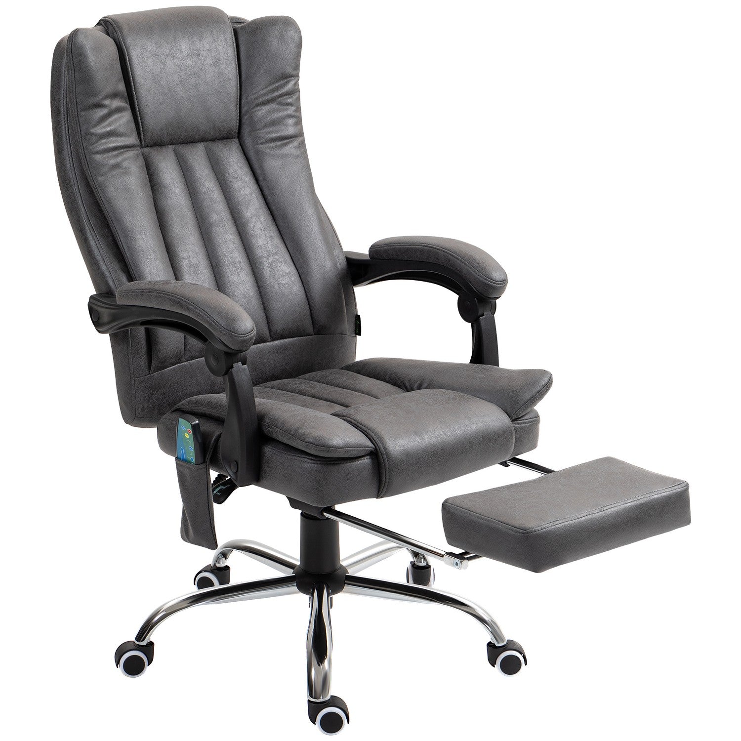 Ergonomická šedá kancelářská židle, masáž a vyhřívání, nastavitelná výška