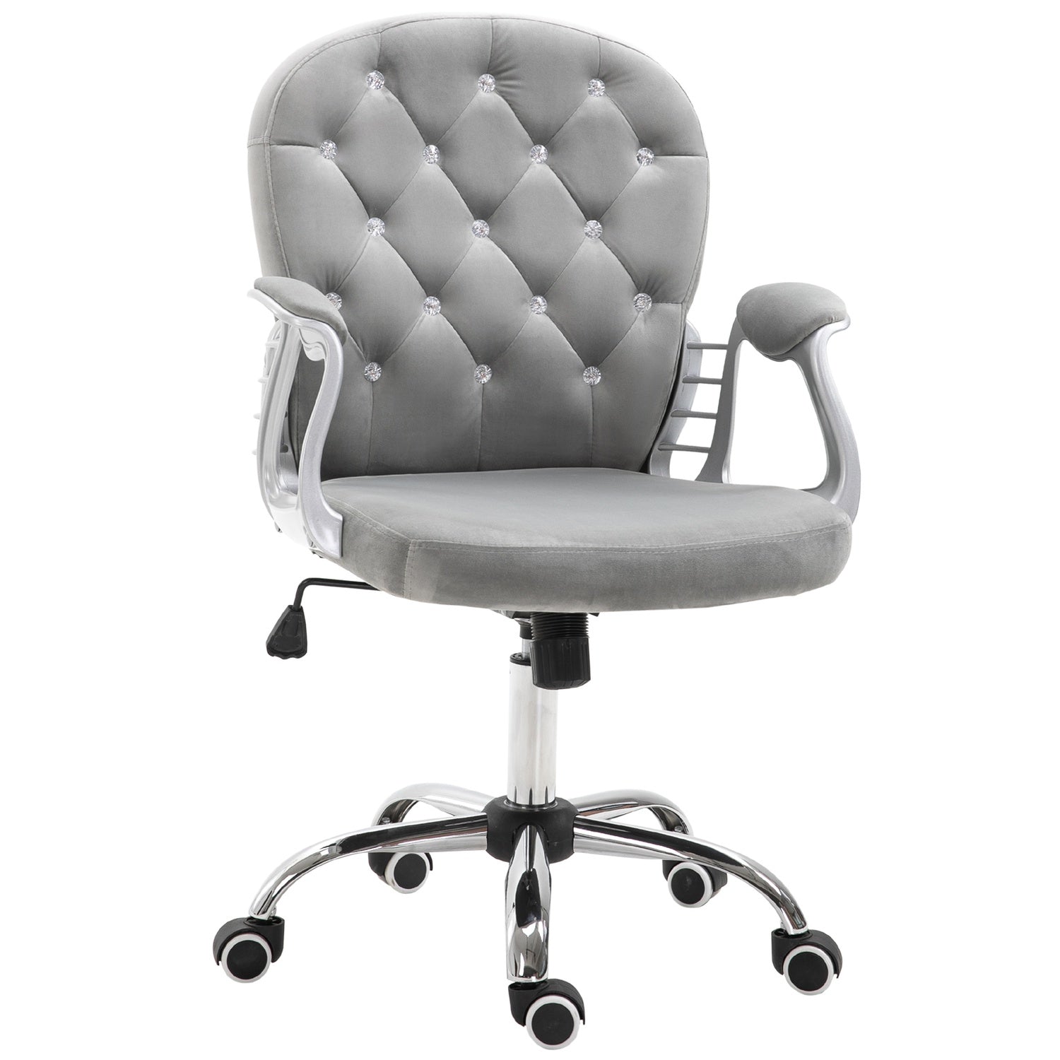 Ergonomisk grå kontorsstol – justerbart vadderat ryggstöd