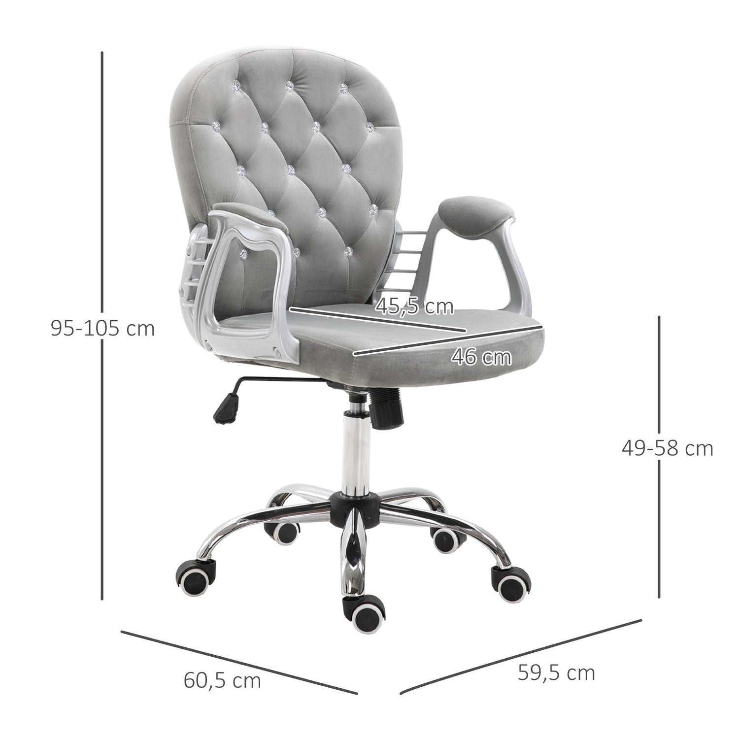 Ergonomisk grå kontorsstol – justerbart vadderat ryggstöd