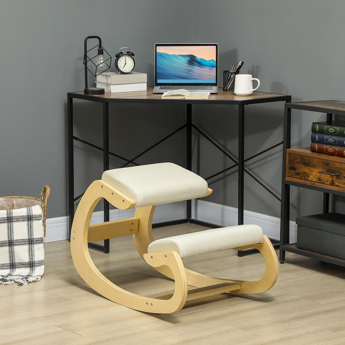 Ergonomická klekačka pro správné držení těla, houpací konstrukce, krémová