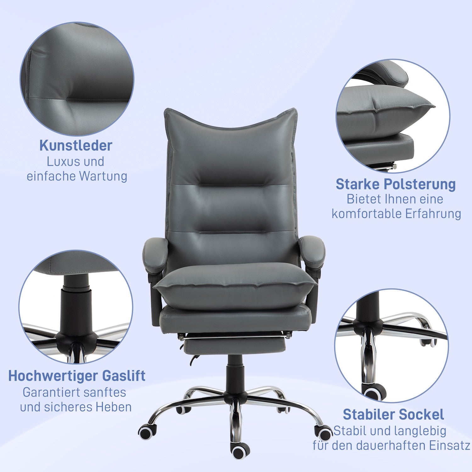 Ergonomická kancelářská židle, sklopná a výškově nastavitelná, tmavě šedá