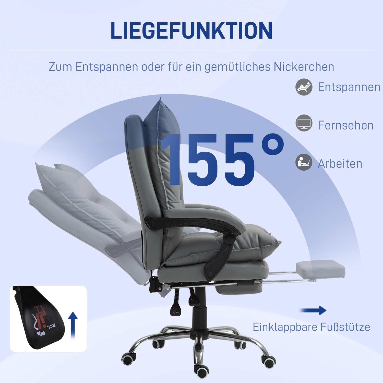 Ergonomická kancelářská židle, sklopná a výškově nastavitelná, tmavě šedá