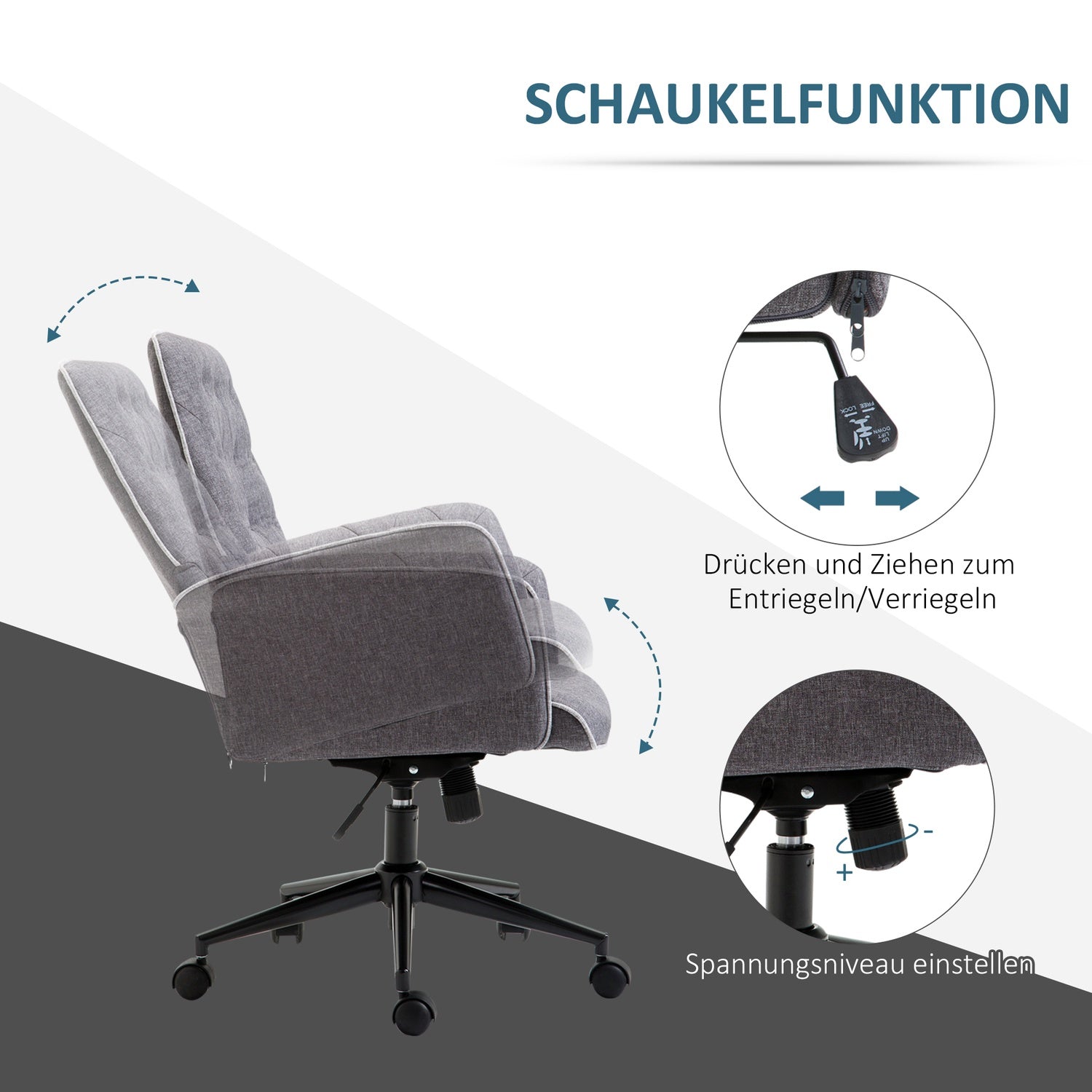 Ergonomisk kontorsstol, höjdjusterbar, vridbar funktion