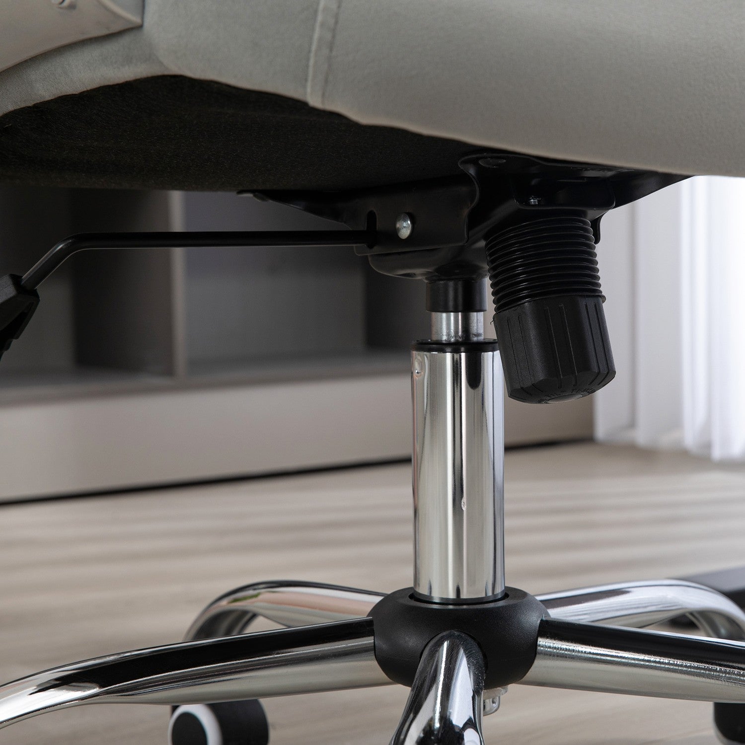 Ergonomická kancelářská židle z umělé kůže, nastavitelná, světle šedá
