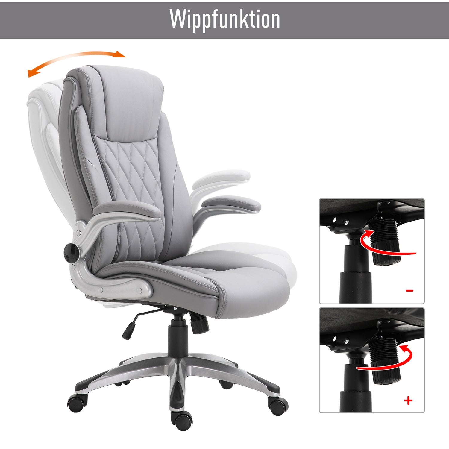 Ergonomisk kontorsstol i konstläder – justerbar, vridbar, med nackstöd