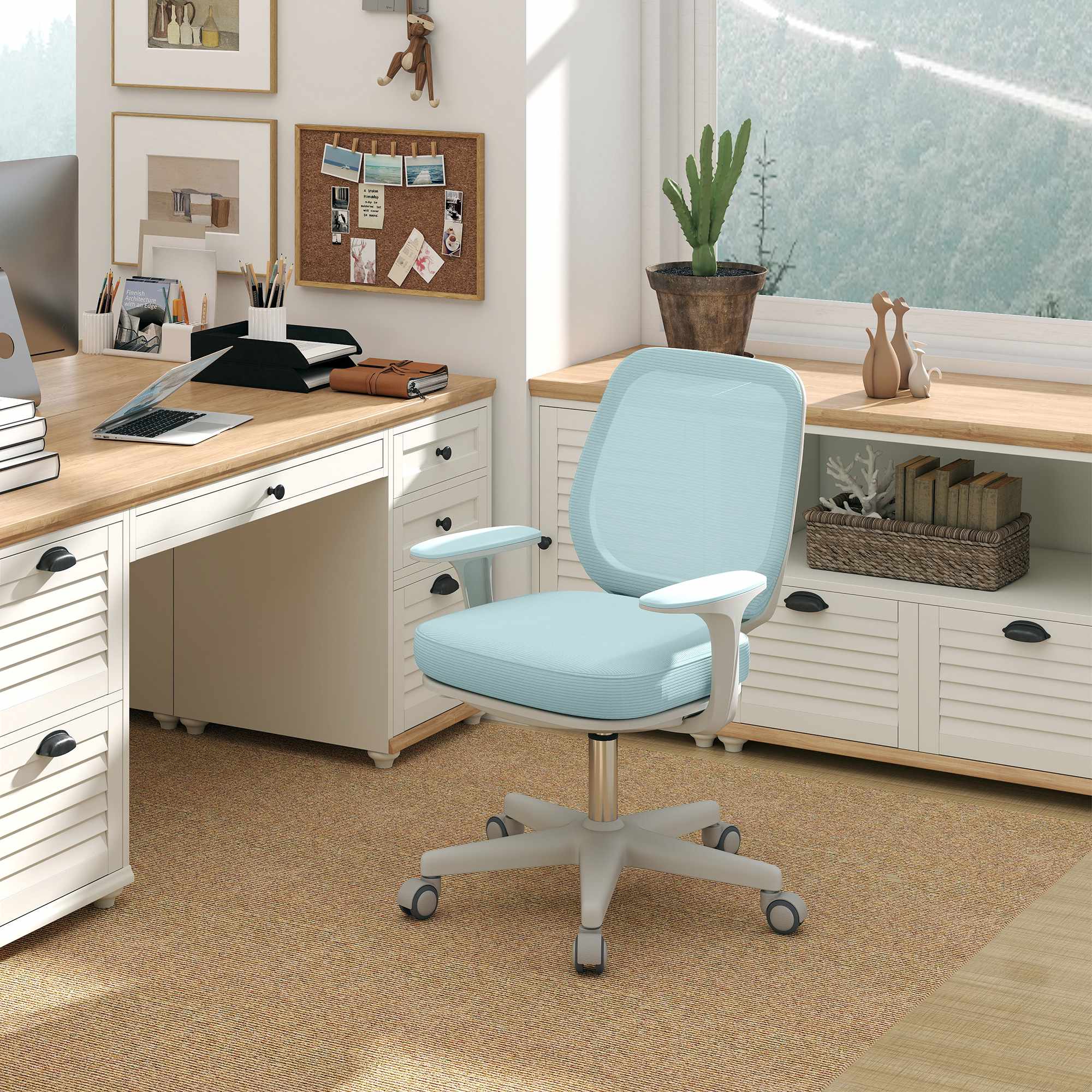 Ergonomisk kontorsstol, justerbar höjd, grön, 360 graders vridbar