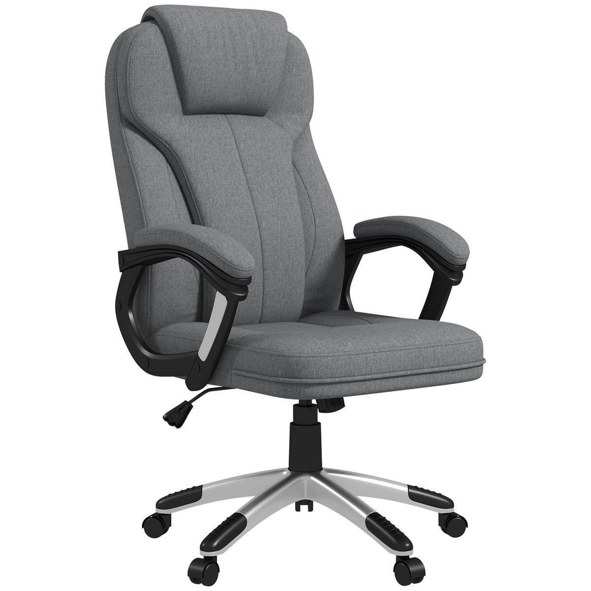 Ergonomická kancelářská židle – nastavitelná výška, šedé plátno, opěrka hlavy