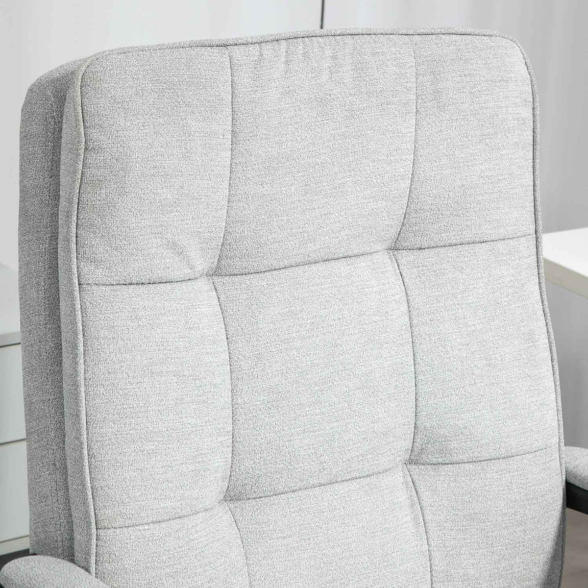Ergonomická kancelářská židle, nastavitelná s područkami, šedý lněný vzhled