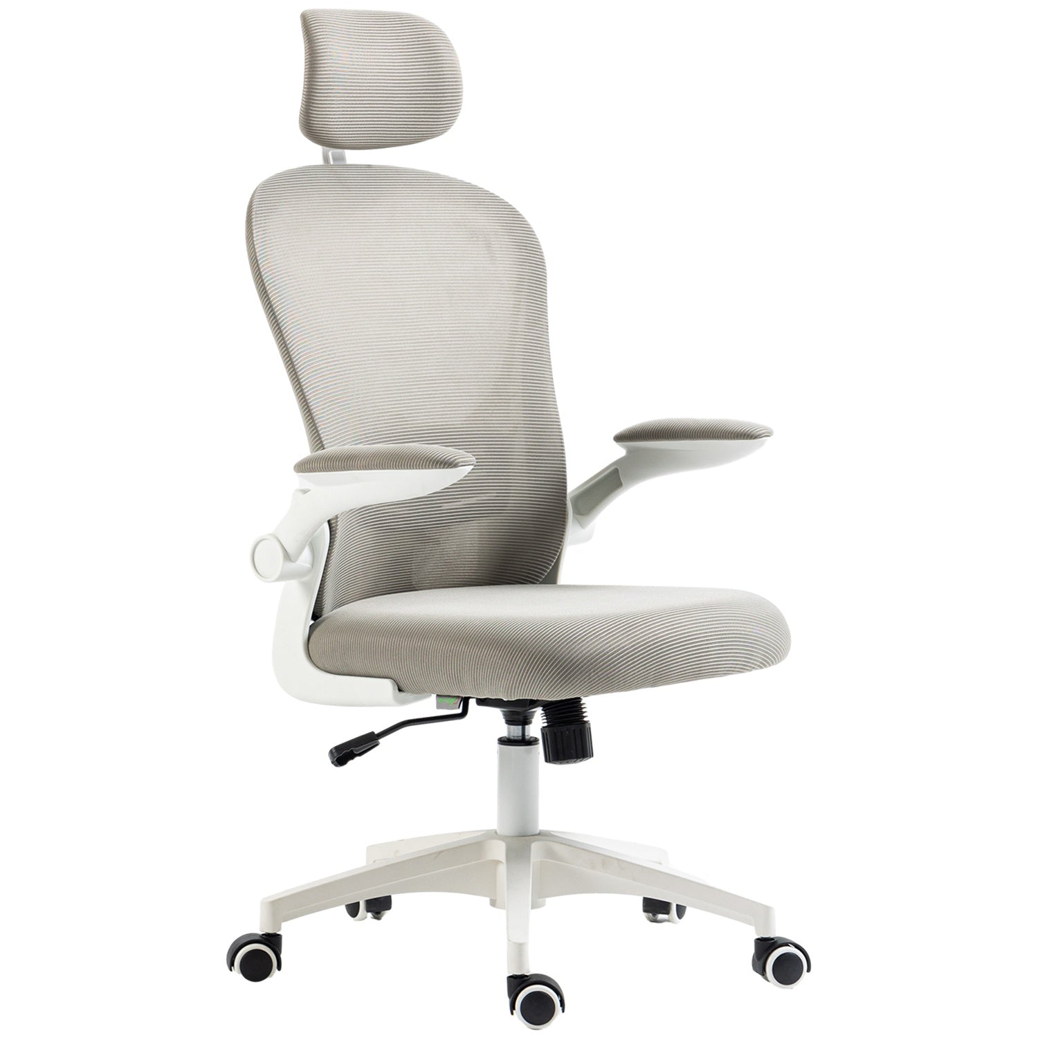 Ergonomická kancelářská židle s nastavitelnou opěrkou hlavy, šedá