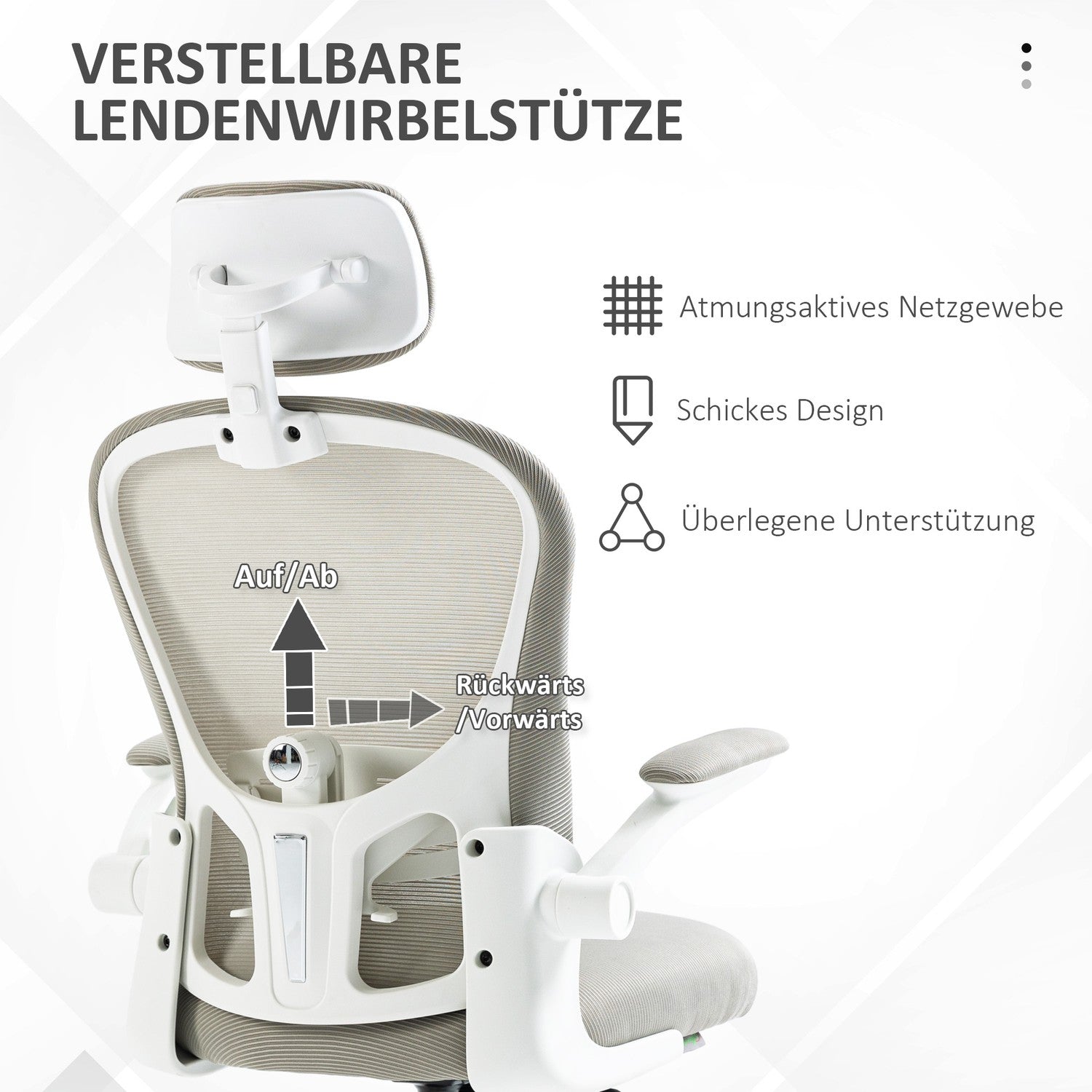 Ergonomická kancelářská židle s nastavitelnou opěrkou hlavy, šedá