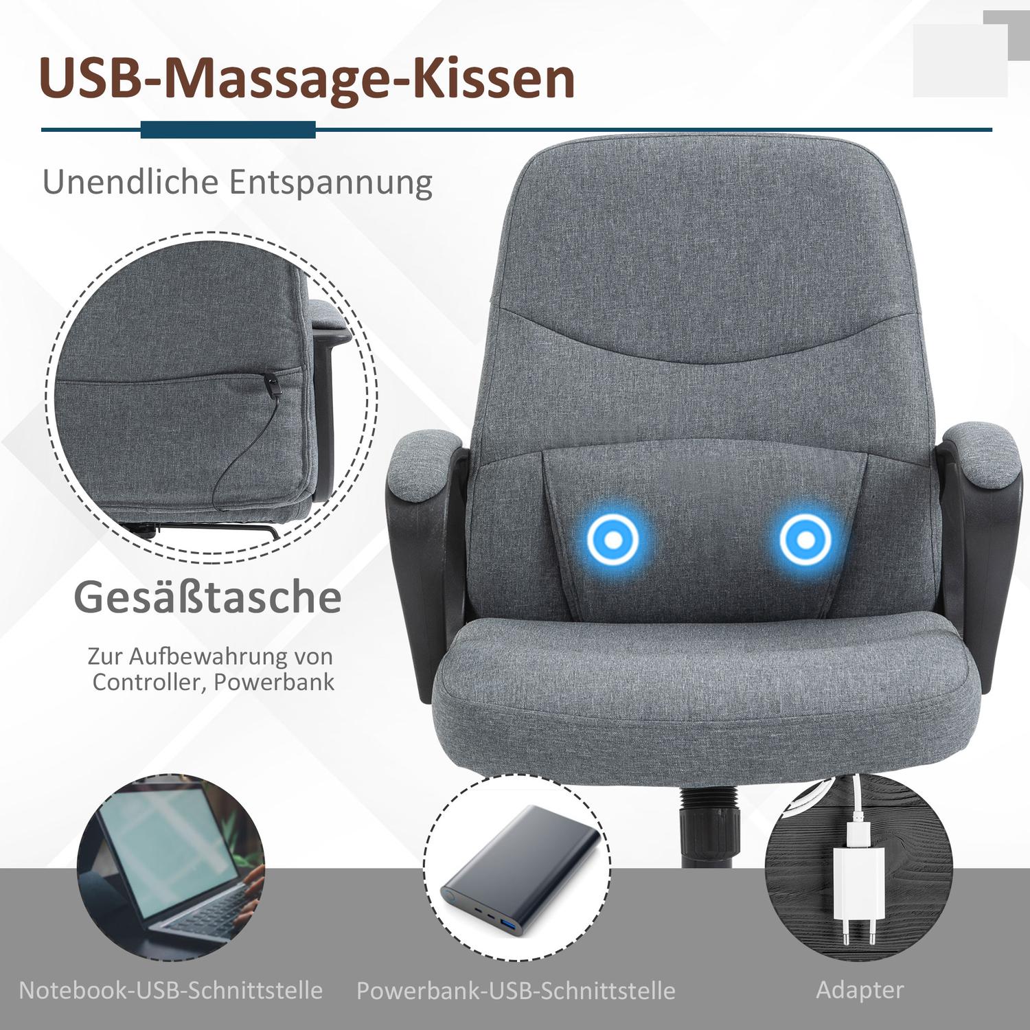 Ergonomisk kontorsstol med USB-massagefunktion