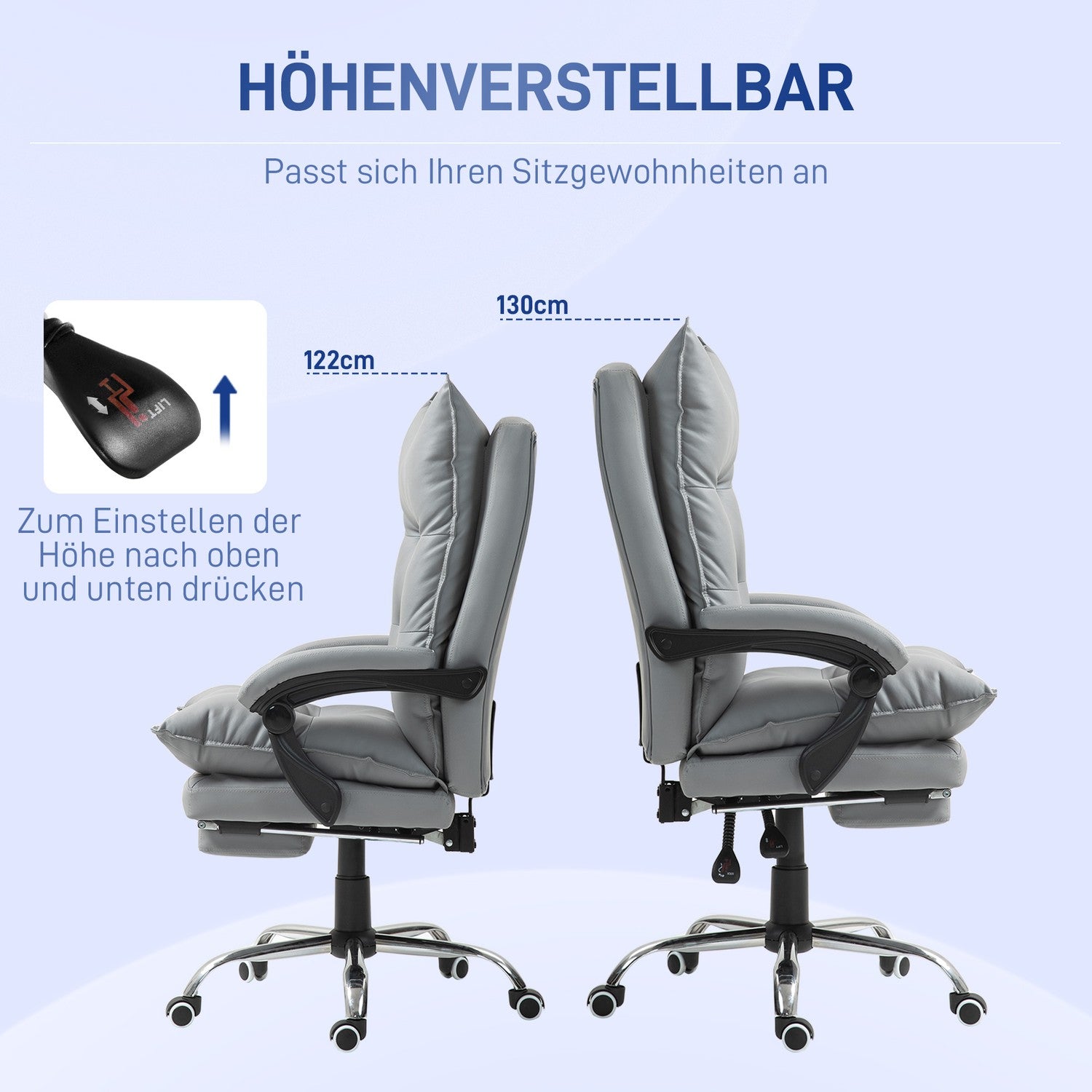 Ergonomická kancelářská židle s podnožkou, polohovací a polstrovaná